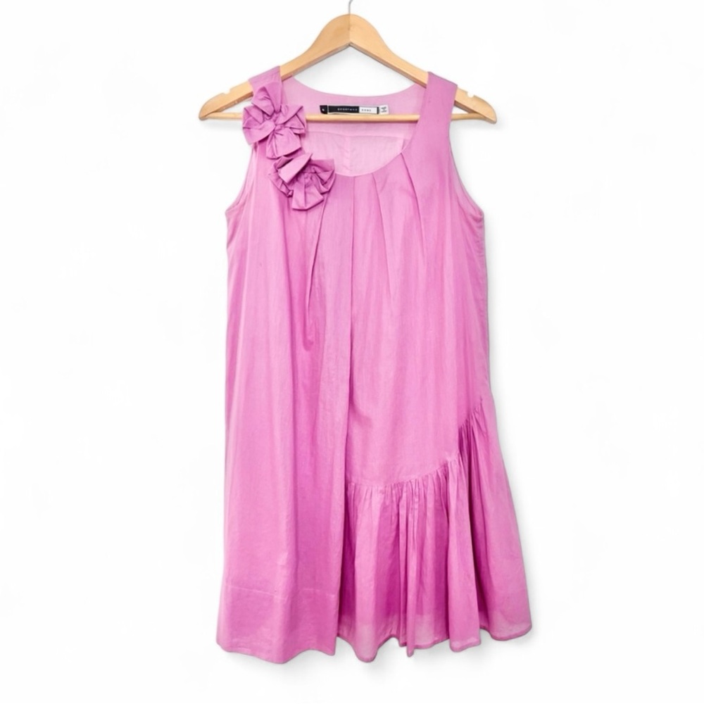 MaxMara Sportmax Code Pink Cotton Pleated ALine Trapeze Mini Dress small